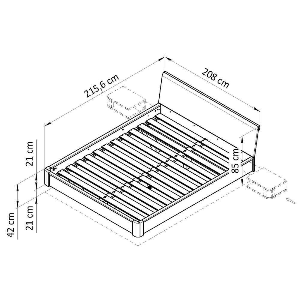 Кровать 200х200, Калантея, двуспальная, деревянная, парящая, массив сосны, белый, Dipriz