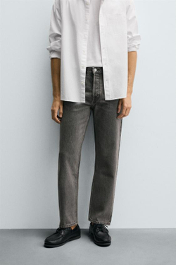 ZARA ДЖИНСЫ STRAIGHT FIT REGULAR, СЕРЫЙ