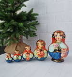 Матрешка с кошечкой 15см 5мест