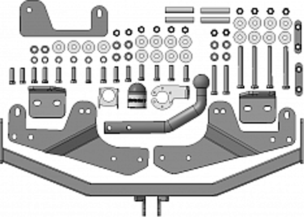 Фаркоп с оцинк. шаром Hyundai Starex 2008-2018, 2018-2023, Hyundai H1 2008-2018, 2018-2023 крепление шара на двух болтах, (без электрики, паспорт и сертификат в комплекте) Motodor.90912-A
