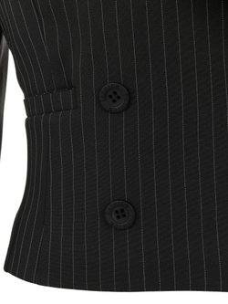 Жакет двубортный укороченный в полоску на пуговицах