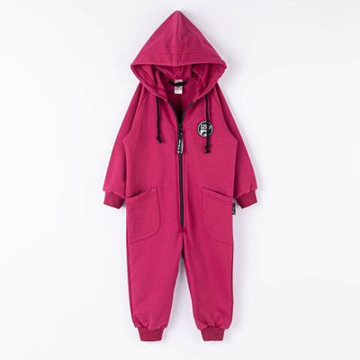 Lightweight hooded jumpsuit - Lingonberry