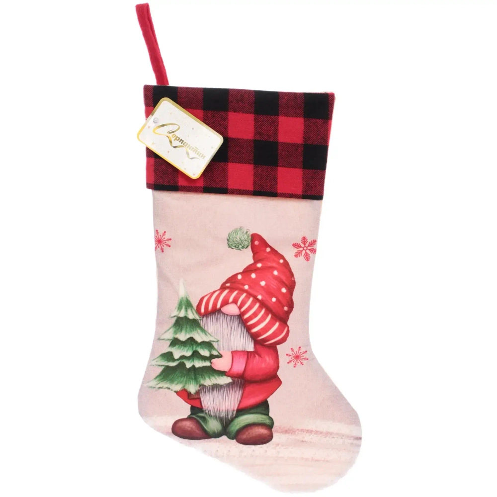 Носок новогодний «Лесовик с ёлкой» 19*34 см