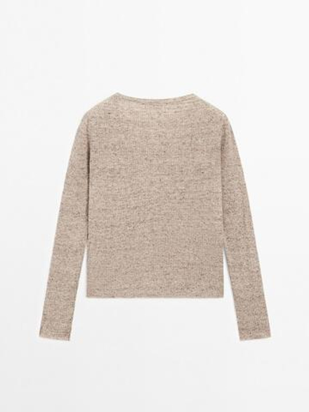 Massimo Dutti Свитер из смесового льна, серый меланж