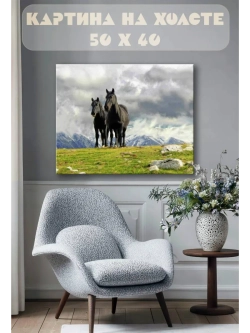 Картина на стену 40 X 50 Черные кони