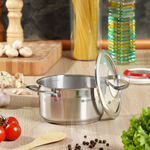 Кастрюля нерж, 1.8 л, с крыш, крышка стекло, Daniks, Бонн, GS-01319-16CA, индукц