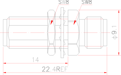 LF-SMAFF-BH-26.5G, Коаксиальный проходной соединитель (SMA)