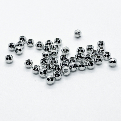 Бусина, цвет серебро (родий), размер 3 мм, цена за 2 грамма (около 45 шт)