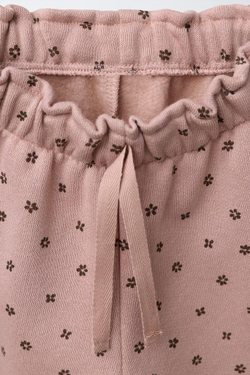 ZARA БРЮКИ ИЗ МЯГКОЙ ТКАНИ С ПРИНТОМ И ОБОРОЧКОЙ, ПАСТЕЛЬНО-РОЗОВЫЙ