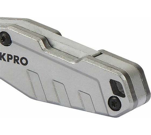 Складной быстросменный нож WORKPRO алюминиевый, трапециевидное лезвие WP211010