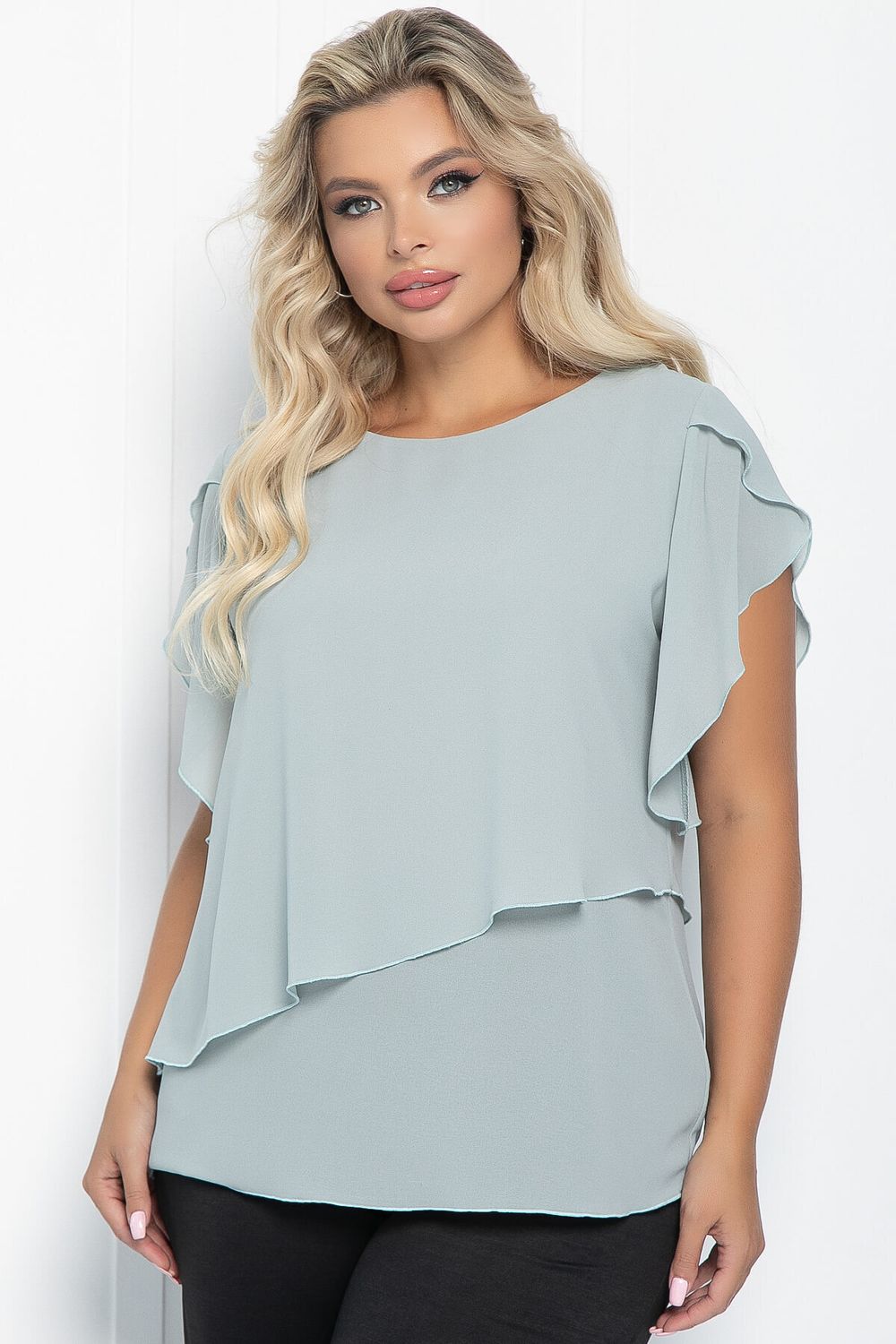 Блуза Магнолия (серо-голубая) Б11052 LT Collection (Акция)