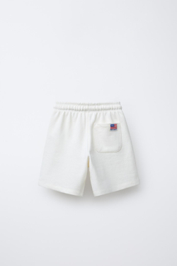 ZARA ШОРТЫ С ВЫШИТОЙ НАДПИСЬЮ, ЭКРЮ