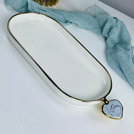 Lenardi 133-470 Овальное блюдо 35,5х16,5з3см ЛАЗУРИТ в под.уп.(х16)Фарфор