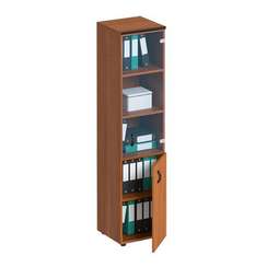 Шкаф для документов узкий со стеклянной прозрачной дверью ДР 986 ОФ