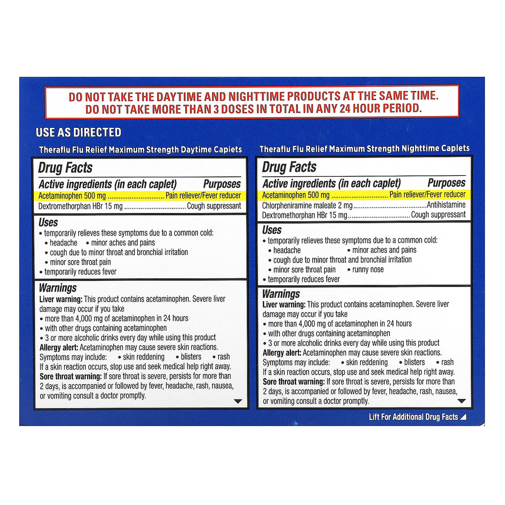 Theraflu, Flu Relief Max Strength, дневное и ночное действие, 40 капсул