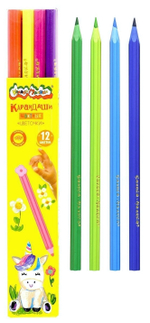 Набор карандашей 12цв. трехгран. пластик тубус с точилкой "Цветочки" (Каляка-Маляка)