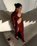 Платье без рукава, бордо