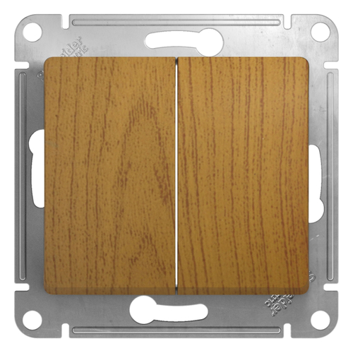 Schneider Electric Glossa Дерево Дуб Выключатель 2-клавишный схема 5, механизм IP20 скрытая установка GSL000551