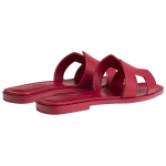 Hermes Oran leather all-match simple one-word slippers women's magenta pink, H202272Z 75