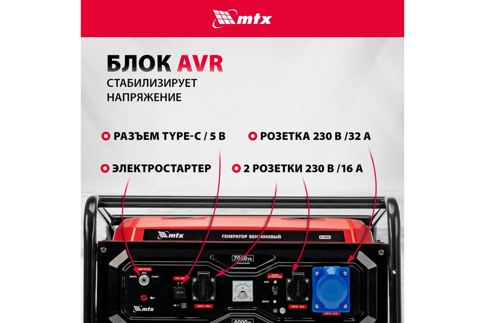 Генератор бензиновый MTX RS-9000E