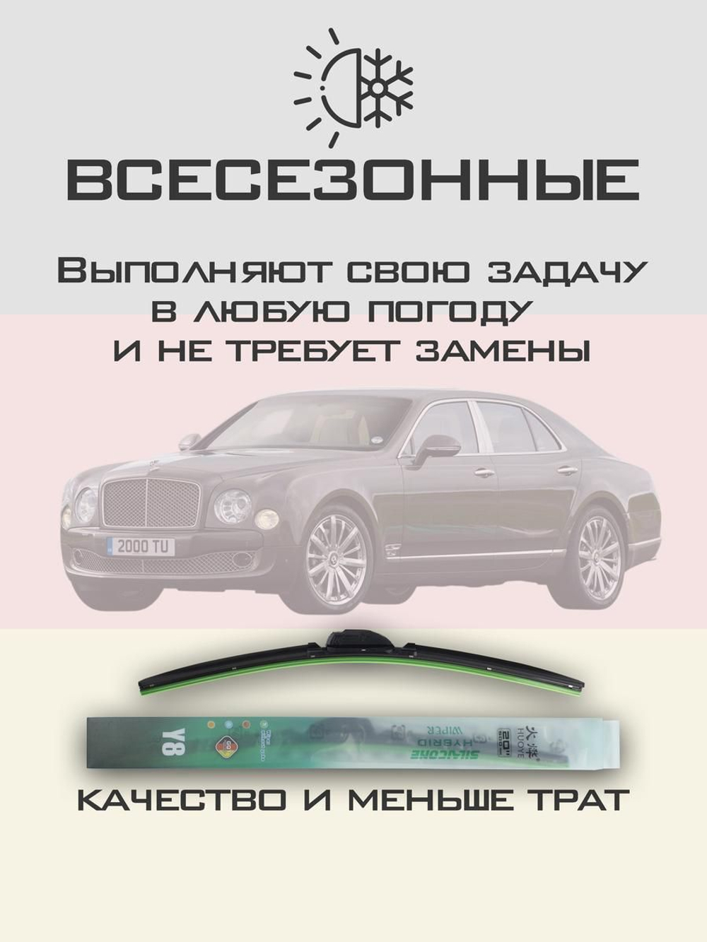 Щетки стеклоочистителя HUOYE Y8 600/525 мм на Bentley Mulsanne | Push button