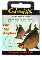 Крючки с поводком Gamakatsu Booklet BREAM COM 1100B размер 14/0, 10мм 22см (упк.10шт.)