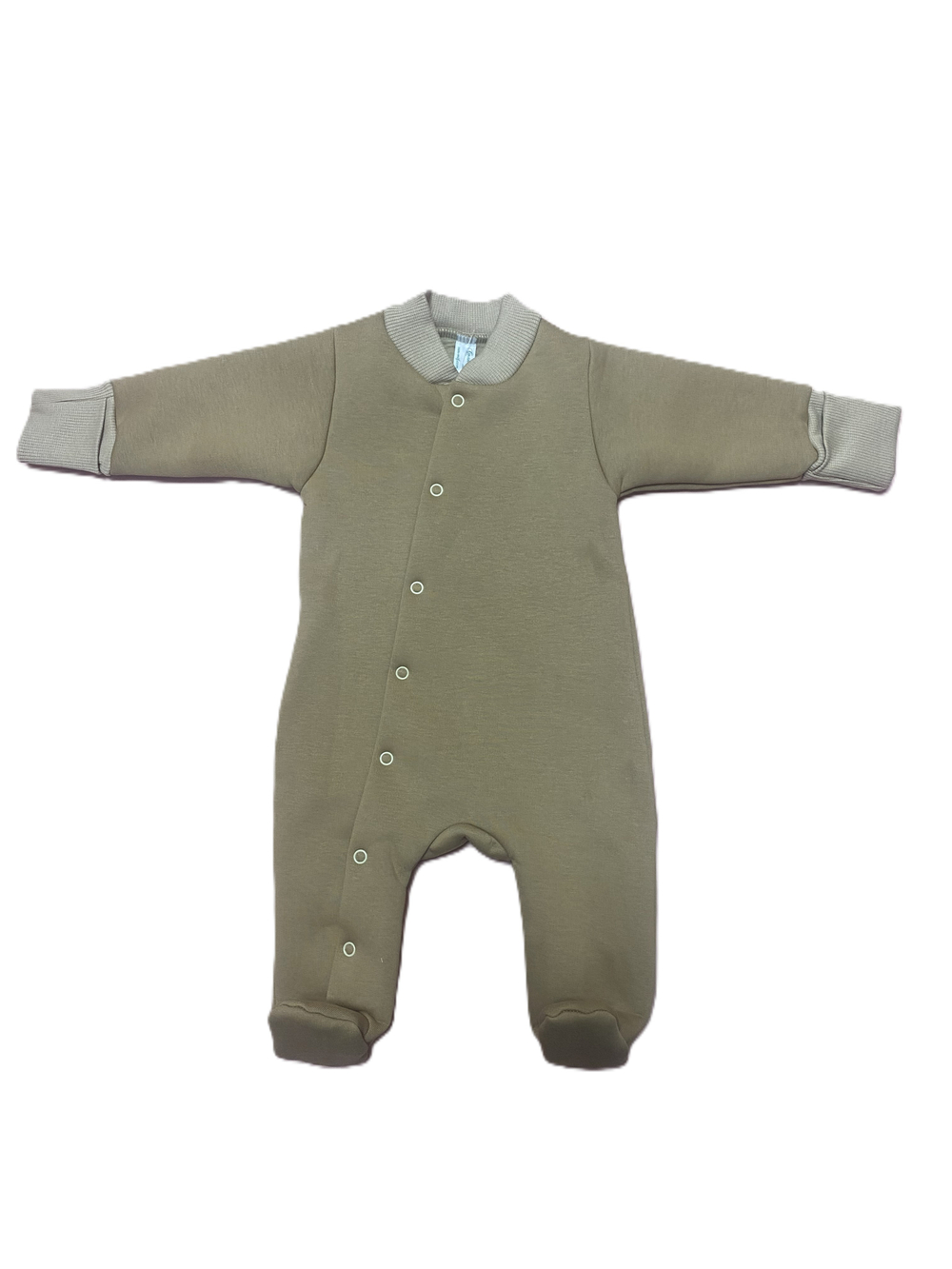 Комбинезон с закрытой ножкой на кнопках из футера 3Х нитки с начесом с антицарапками (100% хлопок) на рост 62 см