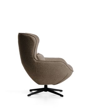 Поворотное кресло Sorile из коричневой синели и черной стали