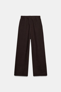 ZARA БАЗОВЫЕ ПРЯМЫЕ БРЮКИ ИЗ МЯГКОЙ ТКАНИ, КОРИЧНЕВЫЙ