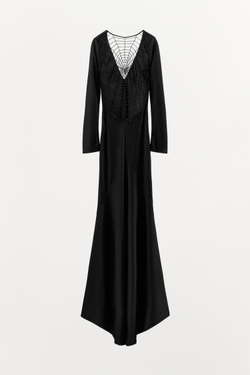 ZARA АТЛАСНОЕ ПЛАТЬЕ С ПАУТИНОЙ НА СПИНЕ — LIMITED EDITION, ЧЕРНЫЙ