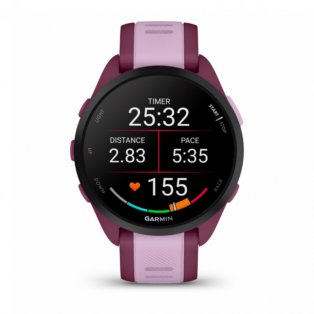 Часы Garmin Forerunner 165 Music лиловый c малиновым ремешком, 010-02863-33