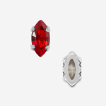 Кристалл Маркиз (Marquise Fancy Stone) в цапах, оттенок "Светлый Сиам"/"Light Siam", 6*3мм, родирование