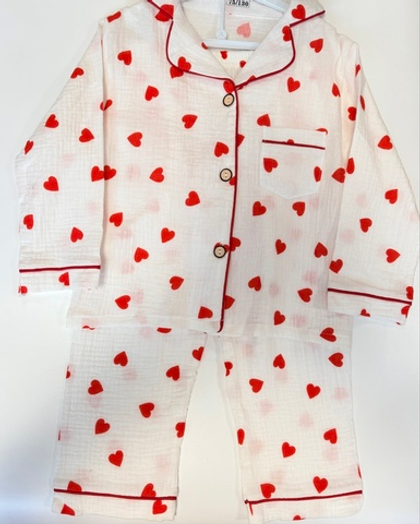 Пижама муслиновая с сердечками