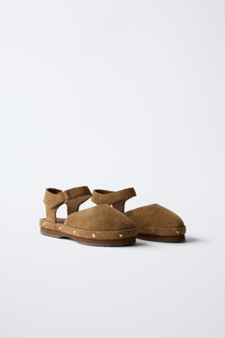 ZARA КОЖАНЫЕ САБО, КОРИЧНЕВЫЙ