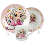 Набор посуды керамика, 3 шт, Принцесса и единорог, тарелка 17.5/18 см, салатник 15 см, кружка 230 мл, Daniks