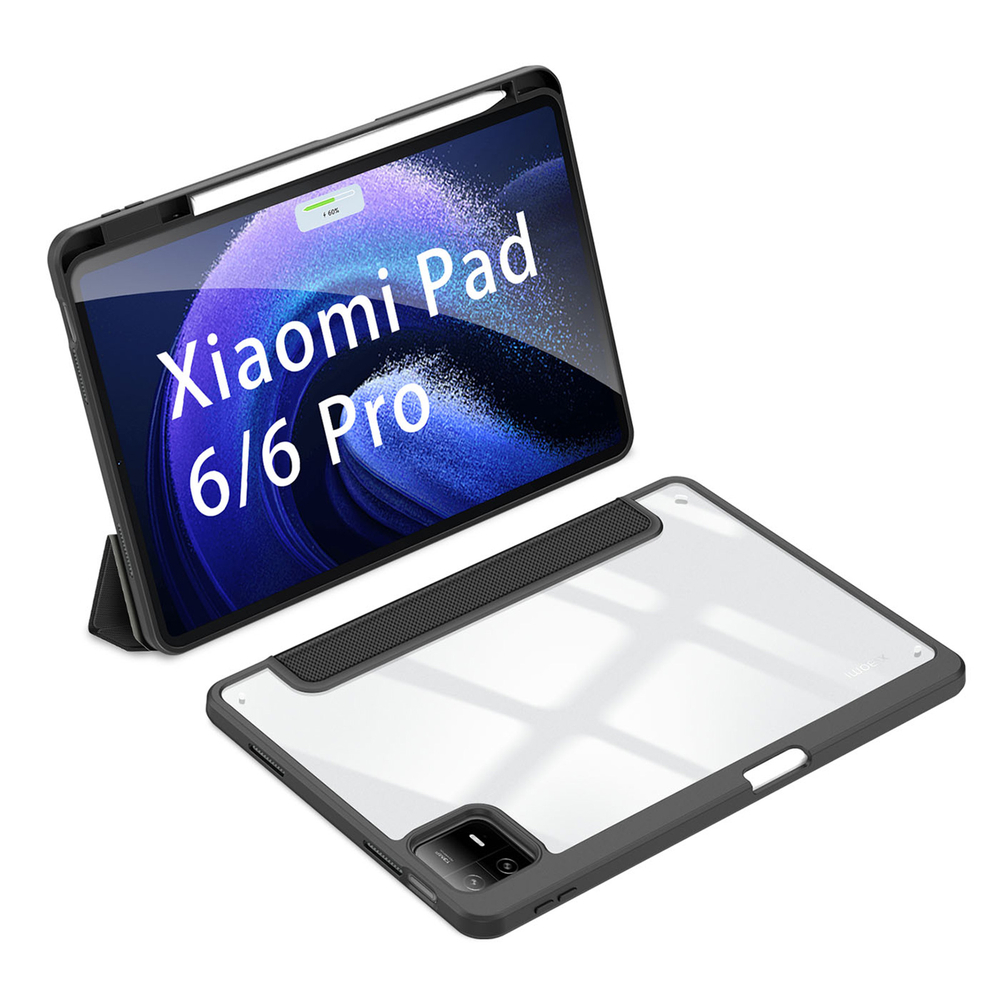 Чехол книжка черного цвета от Dux Ducis для Xiaomi Pad 6 и Pad 6 Pro, серия Toby Series Case, с функцией пробуждения и сна