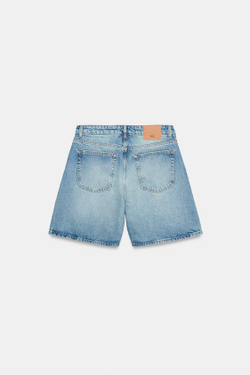 ZARA ДЖИНСОВЫЕ ШОРТЫ Z1975 С ПЕРЕКРЕСТНЫМ ПОЯСОМ, ВЫЦВЕТШИЙ СИНИЙ
