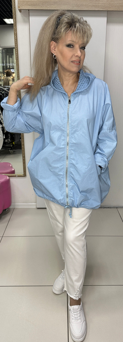 Пыльник-ветровка из хлопка на молнии, цвет голубой