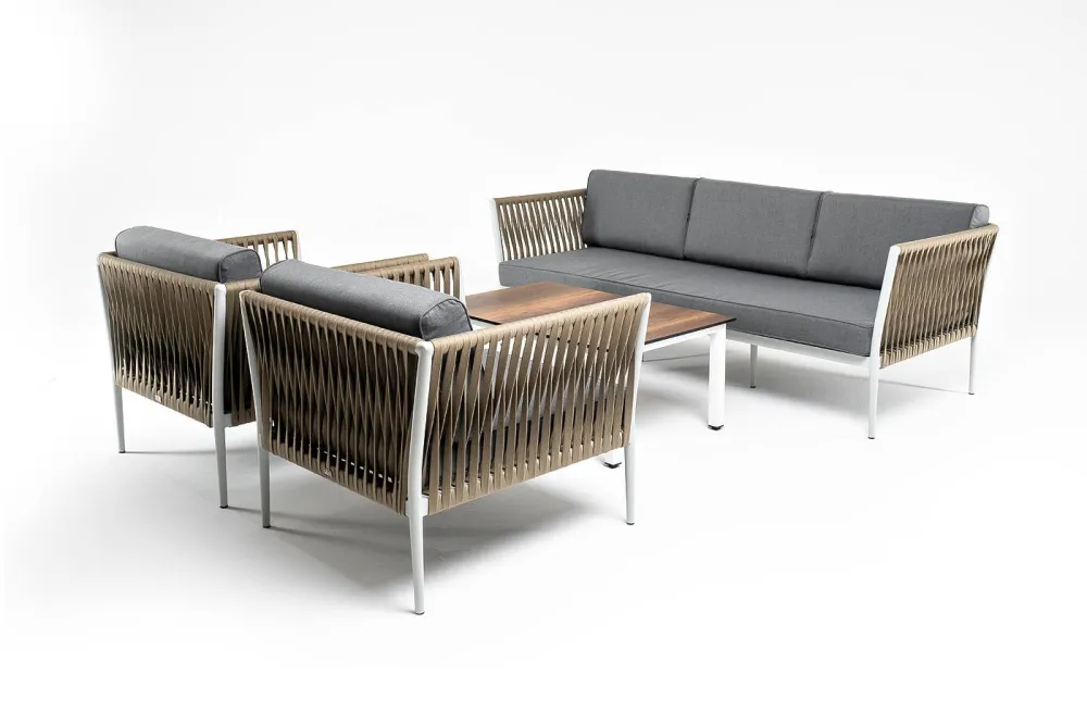 "Касабланка" лаунж-зона плетеная из роупа 5-местная, цвет серый