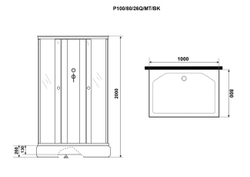 Душевая кабина Niagara (Ниагара) Promo P100/80/26Q/MT/BK со средним поддоном, 100х80х200