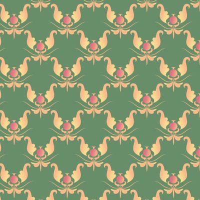 Классический растительный орнамент на зелёном фоне.