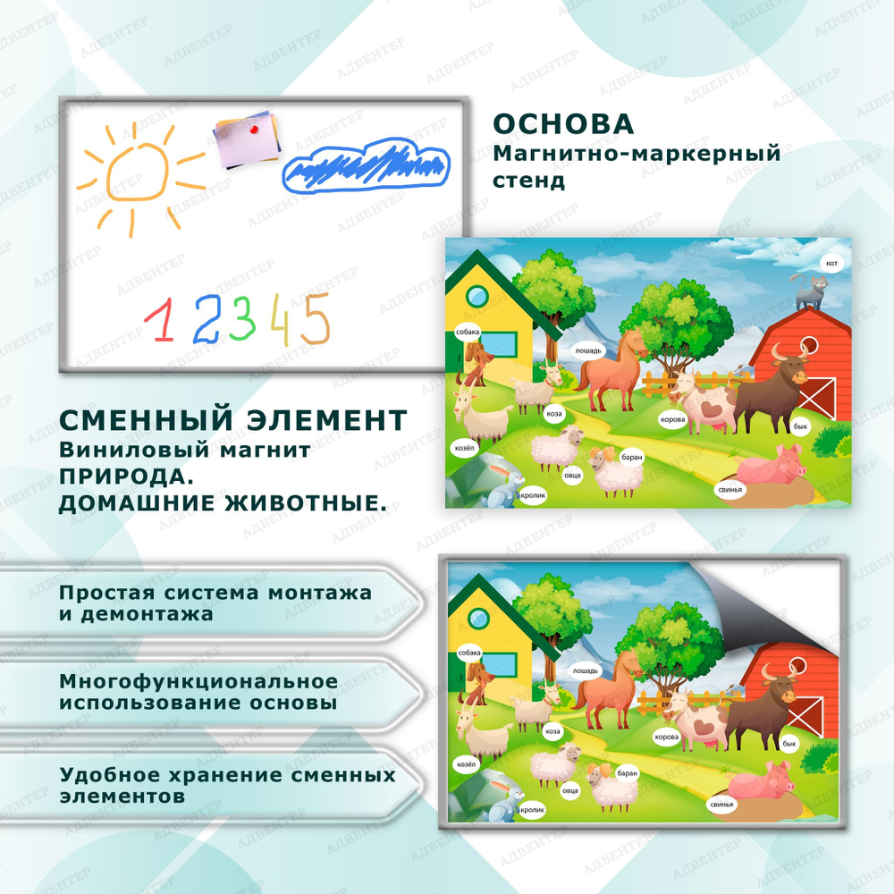 Комплект развивающий Природа: Домашние животные 2173