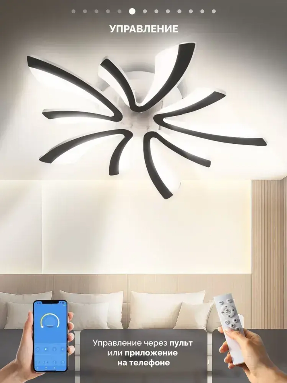 Люстра потолочная светодиодная с пультом 80 вт 25 кв.м. 3500-6500К