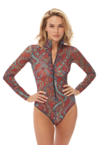 Купальник на молнии с рукавами "Змеи Мозаика"