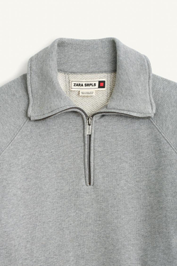 ZARA ТОЛСТОВКА С ЗАСТЕЖКОЙ-МОЛНИЕЙ, СЕРЫЙ МЕЛАНЖ