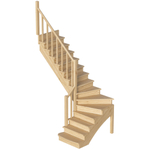 Лестница на второй этаж К-001м/2 Левая c подступенками под покраску