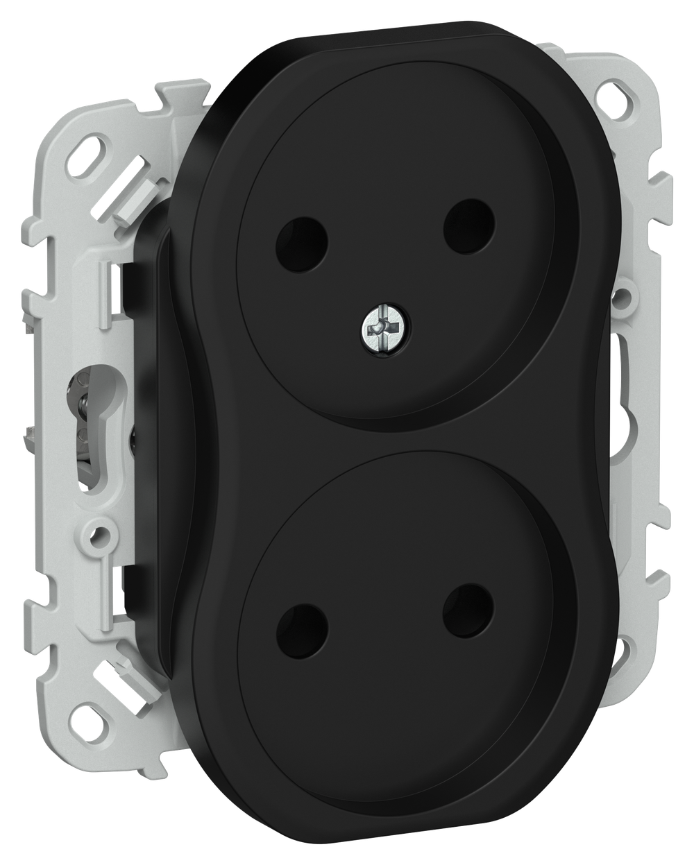 FLITE Розетка 2-местная без заземления без защитных шторок безвинтовое крепление 10А РС02-1-ФлЧ черный IEK