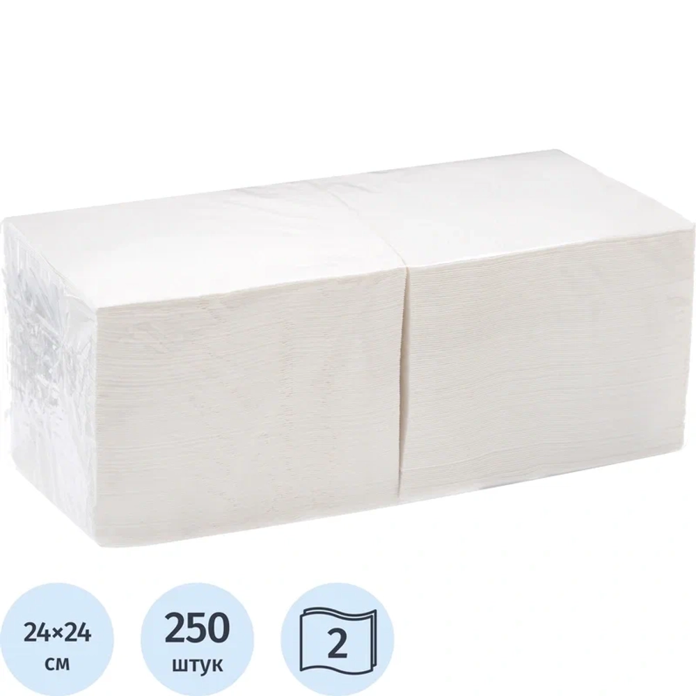 Салфетки 2-х слойные 24*24 БЕЛЫЕ 250л (18)