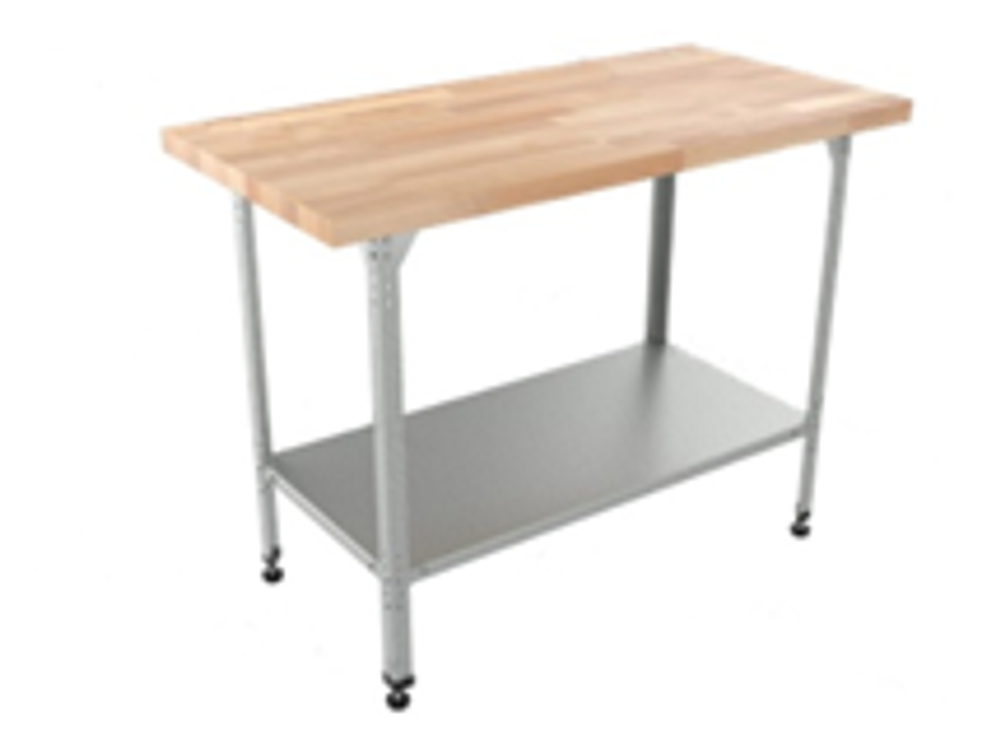 Стол кондитерский "Бизнес" СКБП, сплошная полка, береза, 1000х800х860 мм , c бортом