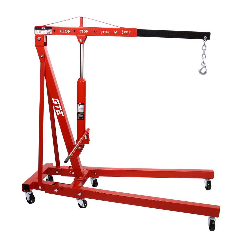 GTE-HK13001 - Кран гидравлический 1т h=2150мм GTE - Гидравлический кран 1т GTE-HK13001 необходим для подъема и перемещения тяжелых узлов транспортных средств.

Подъем стрелы осуществляется за счет гидравлического цилиндра, что позволяет снизить усилия оператора во время работы.

Конструкция модели отличается высокой надежностью, прочностью и долговечностью.



Характеристики:

Грузоподъемность максимальная: 1 т
Минимальная длина стрелы: 935 мм
Максимальная длина стрелы: 1440 мм
Максимальная высота подъема: 2150 мм




Особенности:

Складная конструкция минимизирует место, предназначенное для хранения инструмента.
Гидравлический цилиндр обеспечивает высокую скорость подъема и безопасность.
Прочная конструкция из усиленных сварных элементов.
Регулировка стрелы в 4 положения.